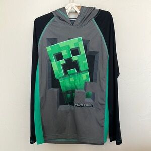 Mojang Minecraft Longsleeved Hooded Lightweight Shirt. Size small, runs long.